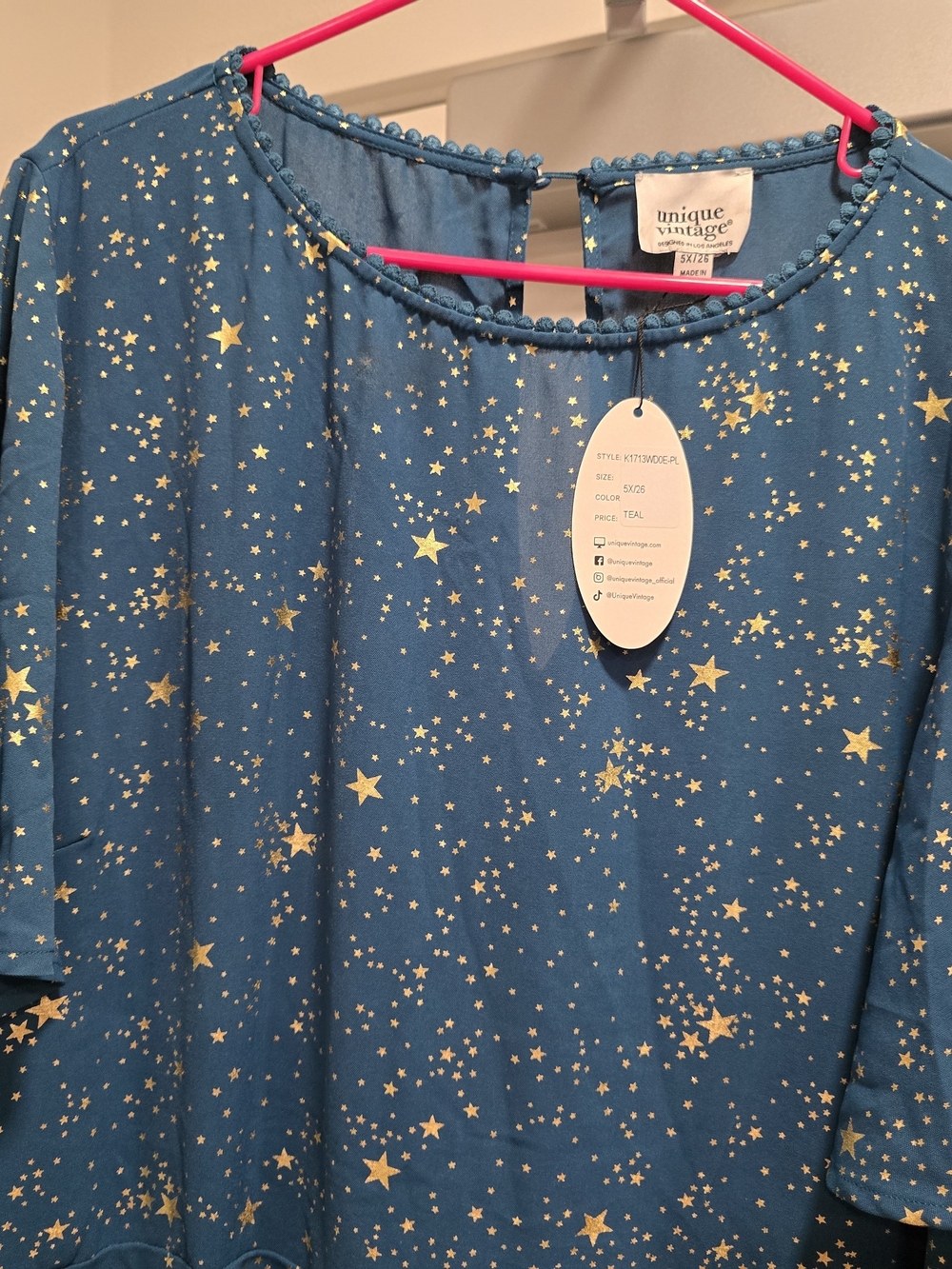 Unique Vintage 1930s Swing Teal Sparkle Fit-and-Flare Dress - Picture 4 of 5